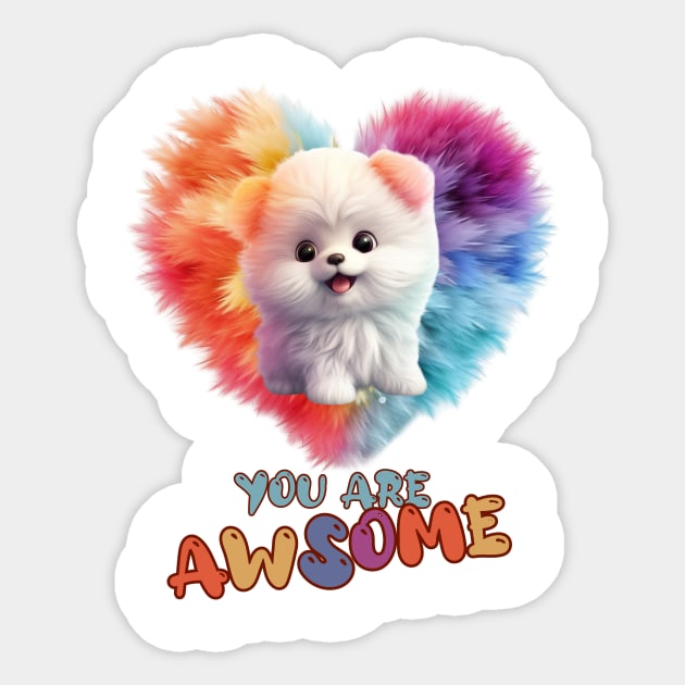 Fluffy: "You are awsome" collorful, cute, furry animals Sticker by HSH-Designing